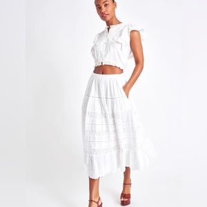 LoveShackFancy - Donna Midi Skirt - White - Medium